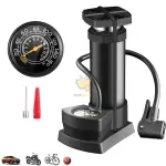 Mini Portable Air Pump with Pressure Gauge | Fits Presta & Schrader | Bike & Ball Inflator